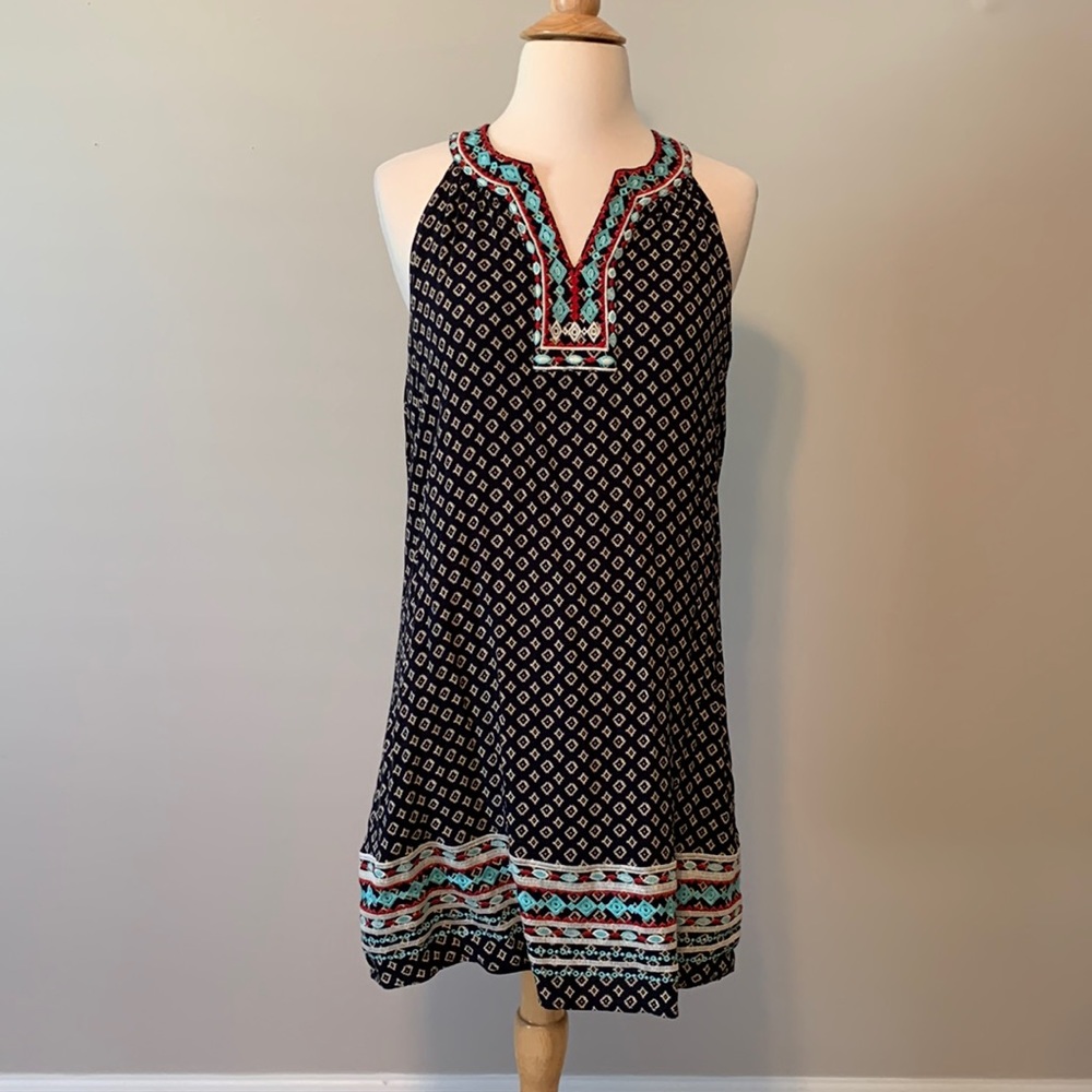 Embroidered Collar and Skirt Dress